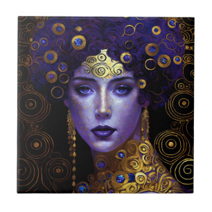 Klimt Inspired Queen Goddess Ceramic Tile Kakelplatta