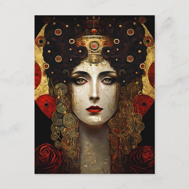 Klimt Inspired Queen Goddess Vykort (Framsida)