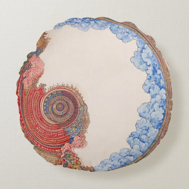 Klimt-Inspired Surreal  Rund Kudde (Framsidan)