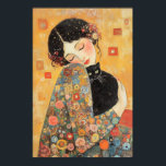 Klimt-Inspired Woman and Cat Poster<br><div class="desc">En drömmande,  Klimt-inspirerad målning av en kvinna som omfamnar en svart katt,  som har intrikat blommigt och guld mönster. De varma nyheterna och de känsliga penseldragen framkallar en känsla av kärlek,  komfort och konstnärlig elegans.</div>