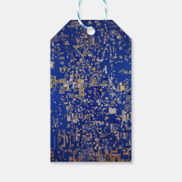 Klimt Inspirerad blå, guld, platina koppar  Presentetikett