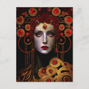 Klimt Inspirerad Drottning Gudinna Vykort