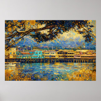 Klimt-inspirerad Monterey Bay-dröm Poster