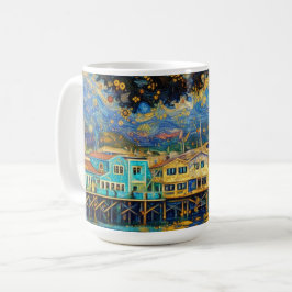 Klimt-inspirerade Golden Monterey Harbor Dreams Kaffemugg