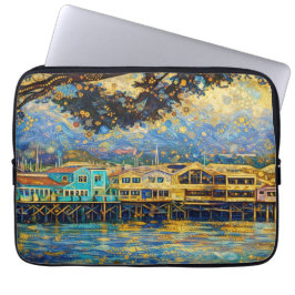 Klimt-inspirerade Golden Monterey Harbor Dreams Laptop Fodral