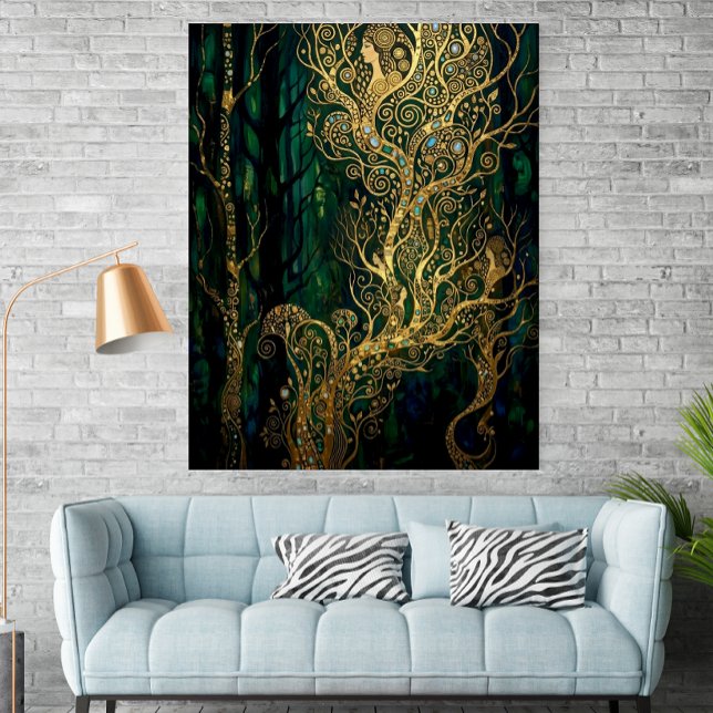 Klimt Inspirerade Gyllene Träd Abstrakt Poster (Skapare uppladdad)