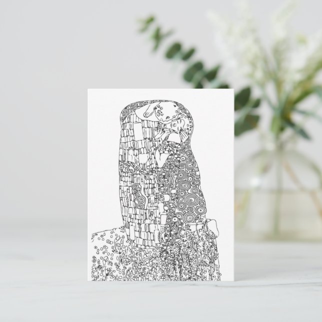 Klimt "Kiss" Berömd Art | Färg Din egen Vykort (Stående Fram)