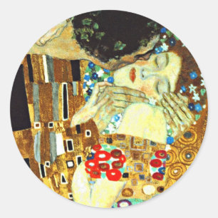Klimt - Kiss Runt Klistermärke