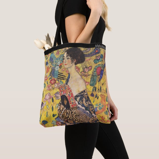 Klimt – Kvinna med solfjäder – Personlig Tygkasse (Närbild)