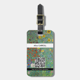 Klimt - Land Garden med solblommor - QR-kod Bagagebricka