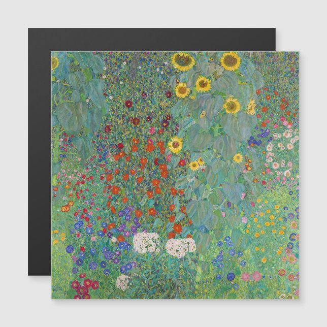 Klimt - Land Garden, solrosor, magnetiskt kort (Fram/baksida)