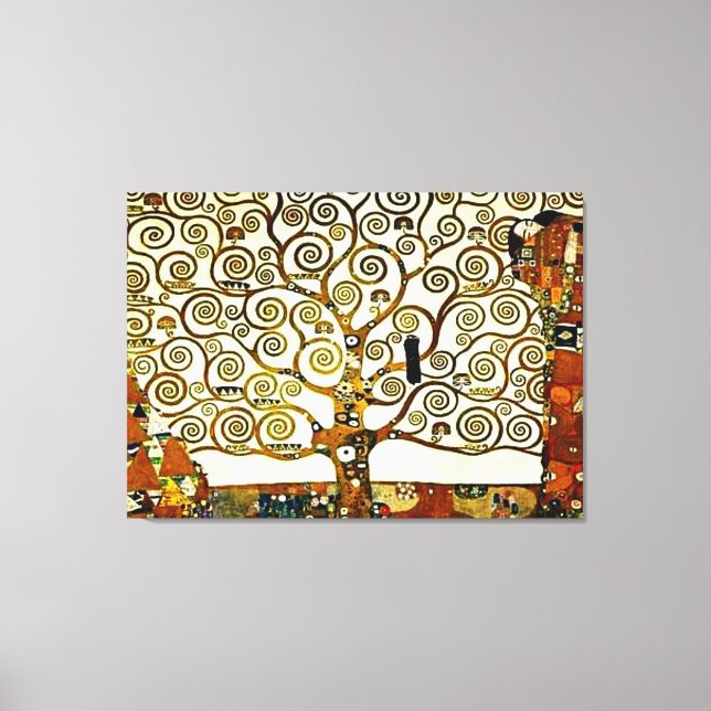 Klimt - Livets träd, stoklet frieze Canvastryck (Framsida)