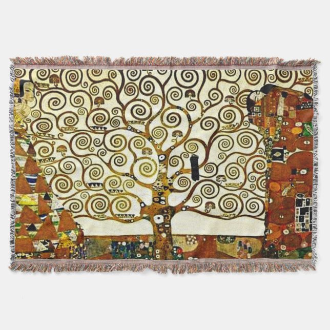 Klimt - Livets träd, stoklet frieze Mysfilt (Framsidan)