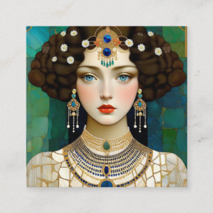 Klimt målar i struktur, porträtt, flora fyrkantigt visitkort