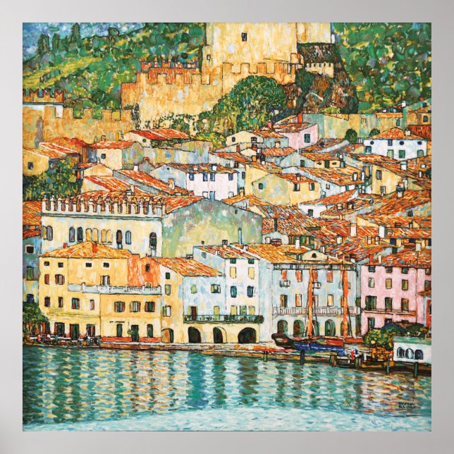 Klimt "Malcesine på sjön Garda" Poster (Framsidan)