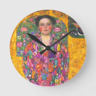 Klimt Porträtt från Eugenia Primavesi Rund Klocka