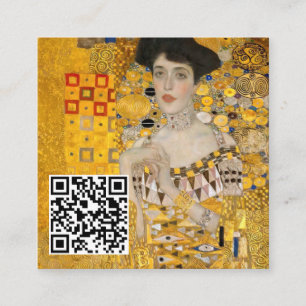 Klimt - Porträtt i Adele Bloch-Bauer I - QR-kod Fyrkantigt Visitkort