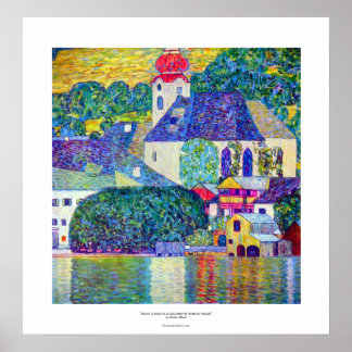 Klimt St Wolfgang-kyrkan i Unterach på Sjö Atter Poster