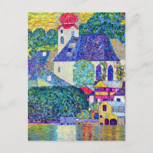 Klimt St Wolfgang-kyrkan i Unterach på Sjö Atter Vykort