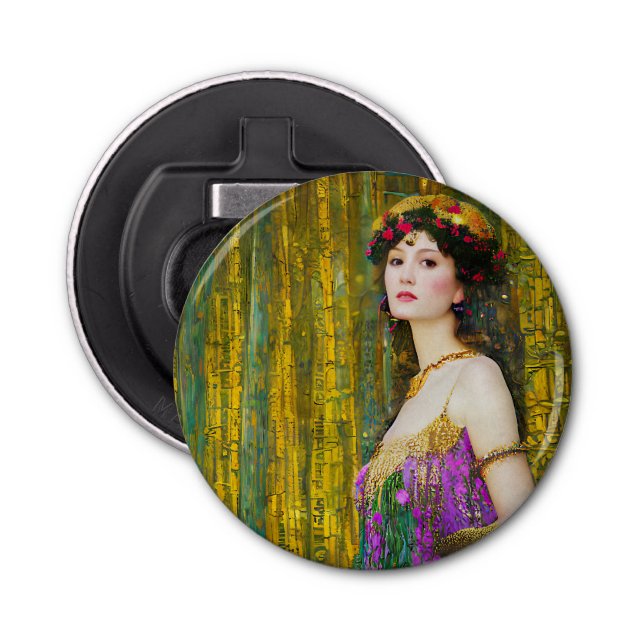 Klimt Stil Collage Porträtt i en kvinna Flasköppnare (Framsidan)