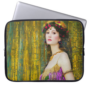 Klimt Stil Collage Porträtt i en kvinna Laptop Fodral