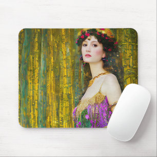 Klimt Stil Collage Porträtt i en kvinna Musmatta