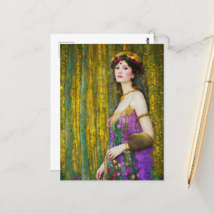 Klimt Stil Collage Porträtt i en kvinna Vykort