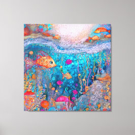 KLIMT STIL COLORFUL WHIMSICAL UNDERWATER SWIRLS CANVASTRYCK
