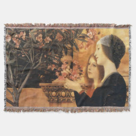 Klimt Två flickor med oleander Art Nouveau Filt