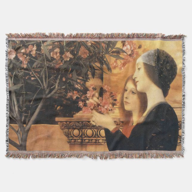 Klimt Två flickor med oleander Art Nouveau Filt (Framsidan)