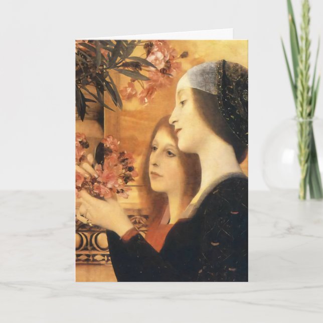Klimt Två flickor med oleander Art Nouveau Kort (Framsida)