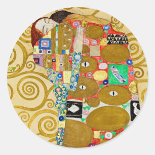 Klimt Uppfyllelse Mosaik: Vintage Stoclet Fris Runt Klistermärke