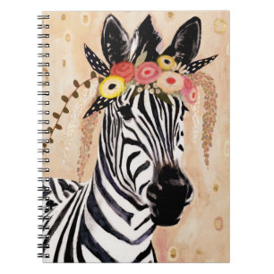 Klimt Zebra Krona blommor Anteckningsbok
