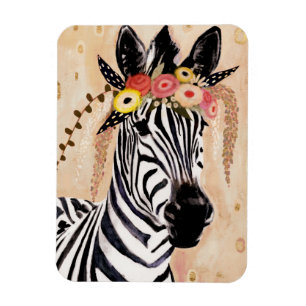 Klimt Zebra  Krona blommor Magnet