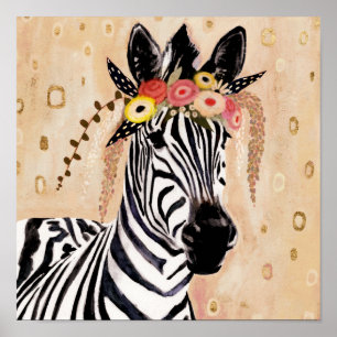 Klimt Zebra  Krona blommor Poster
