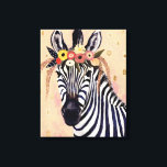 Klimt Zebra | Tillagt i blommor Canvastryck<br><div class="desc">Den här utskriften har en söt zebra i krona på blommor | Av Victoria Borges</div>