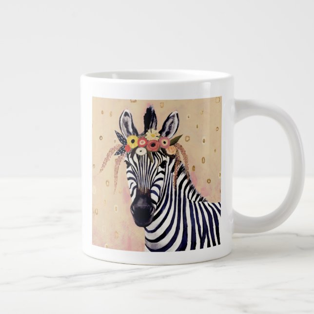 Klimt Zebra | Tillagt i blommor Jumbo Mugg (Höger)