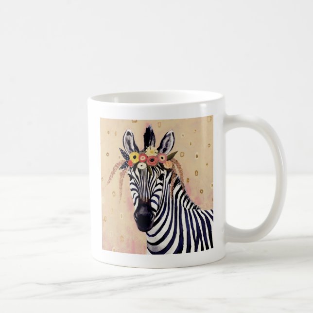 Klimt Zebra | Tillagt i blommor Kaffemugg (Höger)