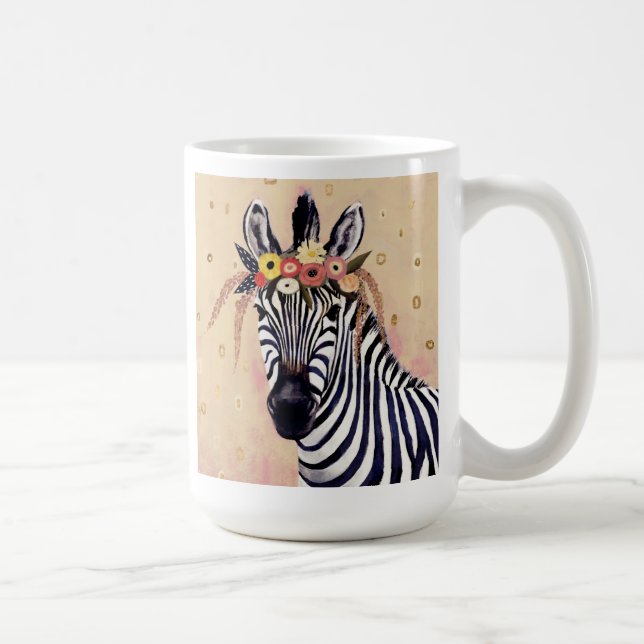Klimt Zebra | Tillagt i blommor Kaffemugg (Höger)