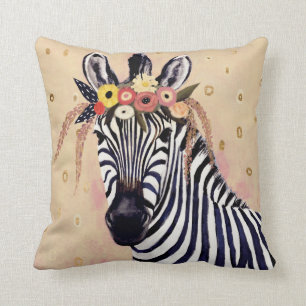 Klimt Zebra Tillagt i blommor Kudde