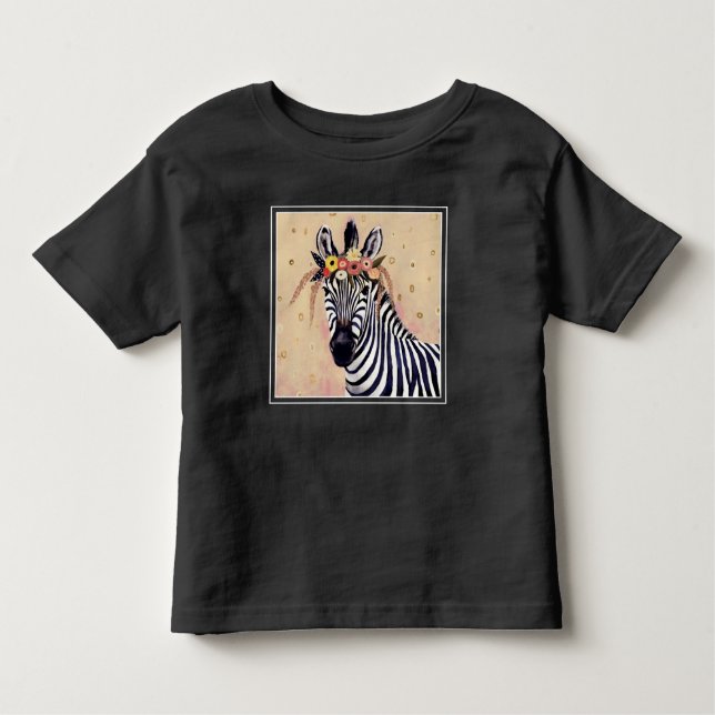 Klimt Zebra | Tillagt i blommor T Shirt (Framsida)