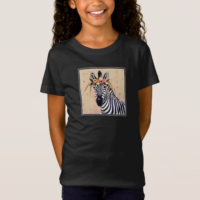 Klimt Zebra | Tillagt i blommor T Shirt (Framsida)
