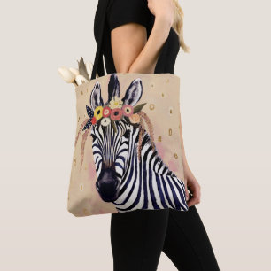 Klimt Zebra Tillagt i blommor Tygkasse