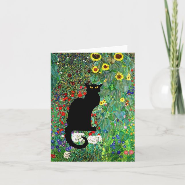 Klimts Garden med Le Chatta Noir Tack Kort (Framsida)