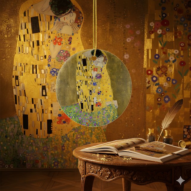 Klimts mästerverk The Kiss - Eternembrace Julgransprydnad Keramik (Skapare uppladdad)