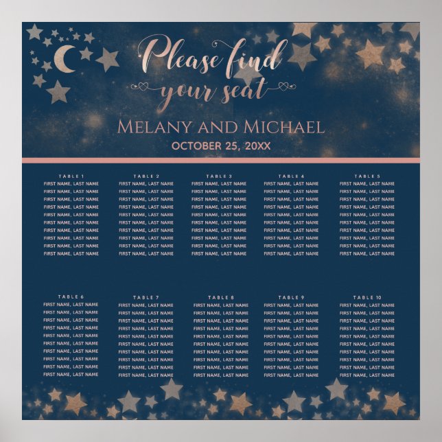 Klinesisk romantisk måne och stjärnor kalligrafi poster (Framsidan)