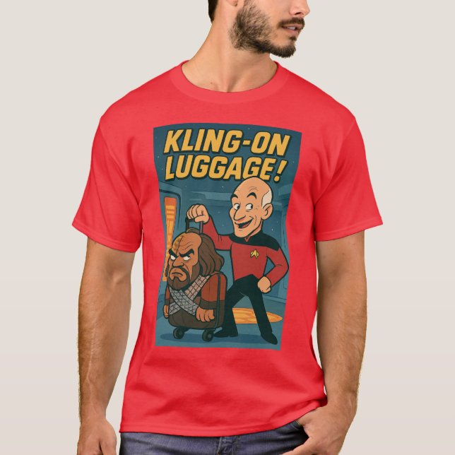 Kling-on-bagage! — A Star Trek Tecknad Parody T Shirt (Framsida)