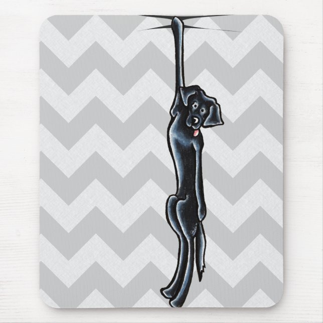 Klingy Svart lab off-Leash Art™ Musmatta (Framsidan)