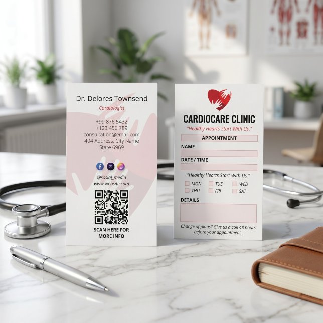 Klinik för kardiologi | Ren bokning Visitkort (Skapare uppladdad)
