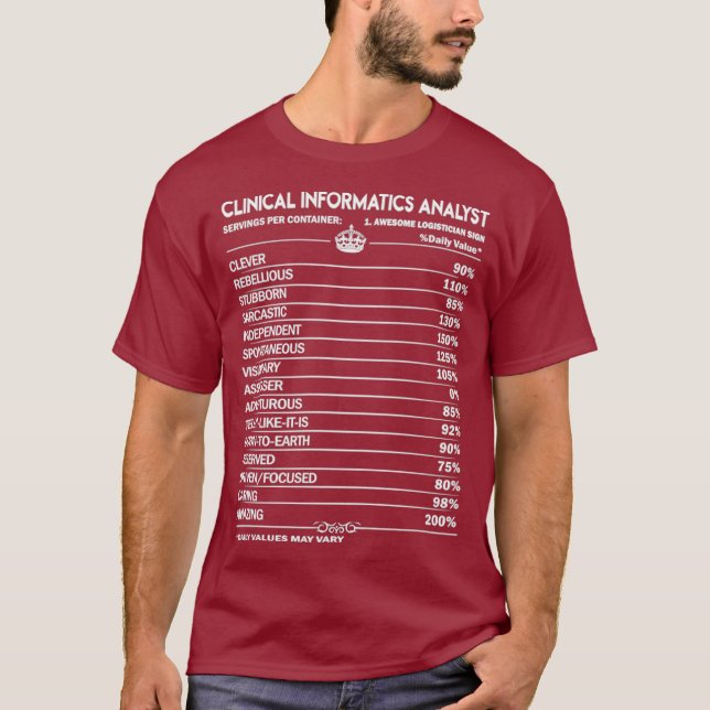 Kliniska informationsanalytiker Kliniska analytike T Shirt (Framsida)